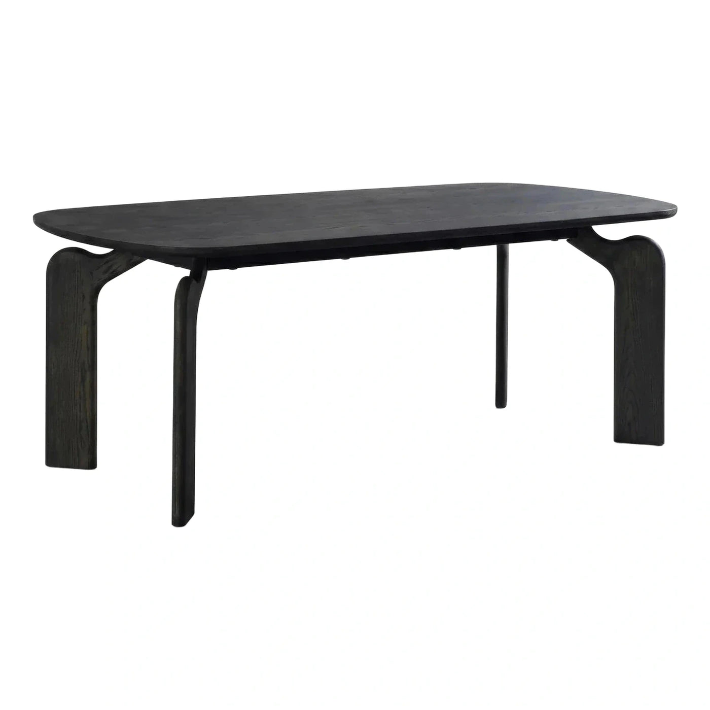 Black Wood Dining Table Sculptural Curved Legs