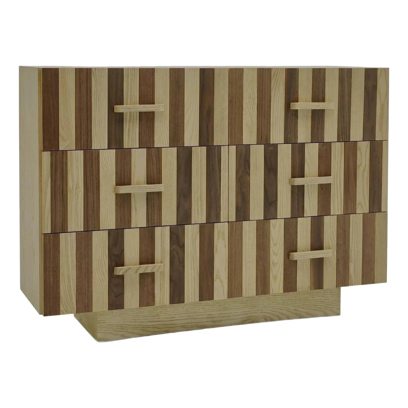 Modern Striped Wood Six-Drawer Dresser