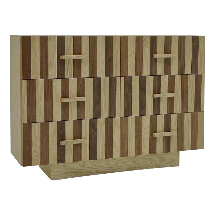 Modern Striped Wood Six-Drawer Dresser