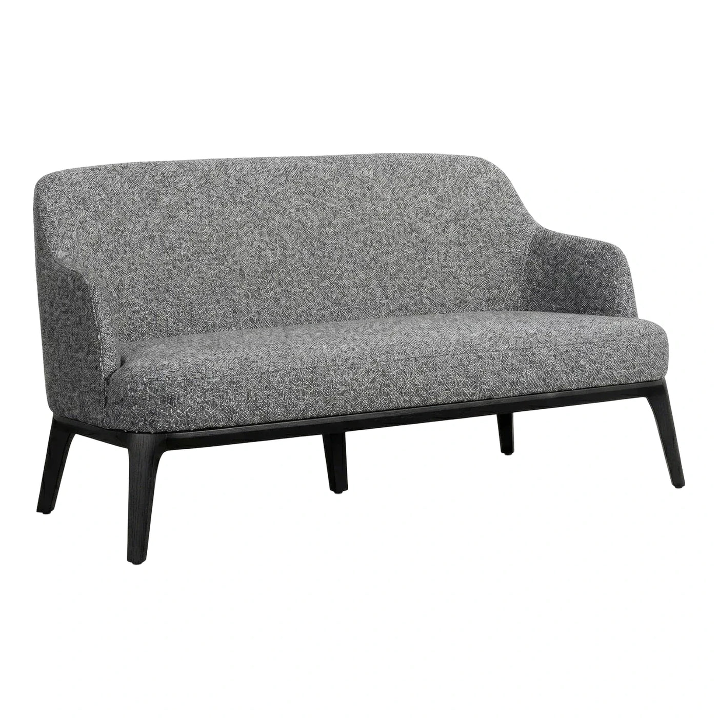 Modern Grey Textured Fabric Loveseat with Wood Legs
