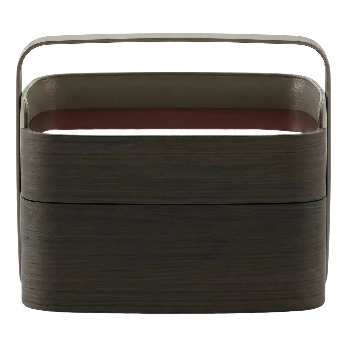 Dark Wood Portable Nightstand with Leather Interior