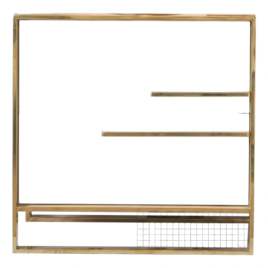 White And Gold Metal Frame Two Drawer Nightstand