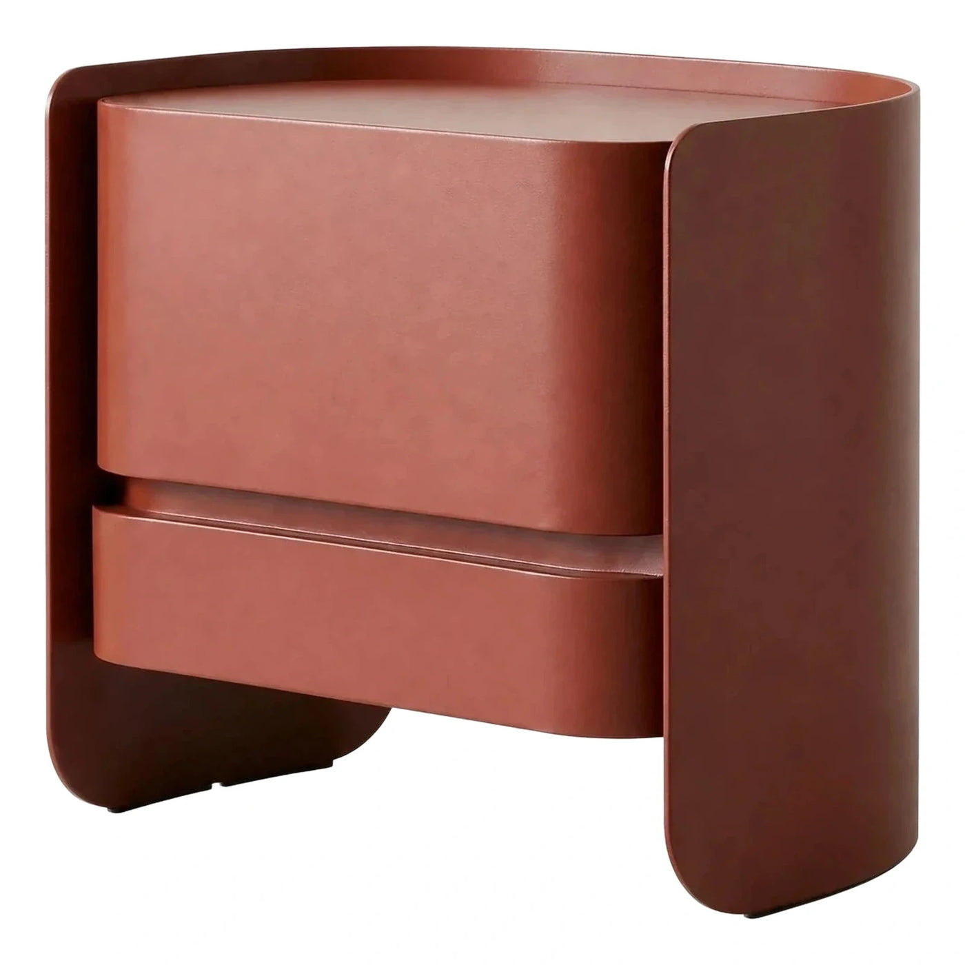 Modern Curved Terracotta Two-Drawer Nightstand