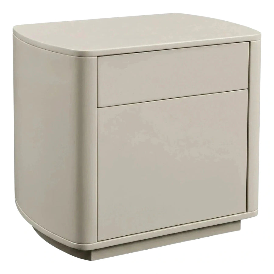 Modern Cream Curved Two-Drawer Nightstand