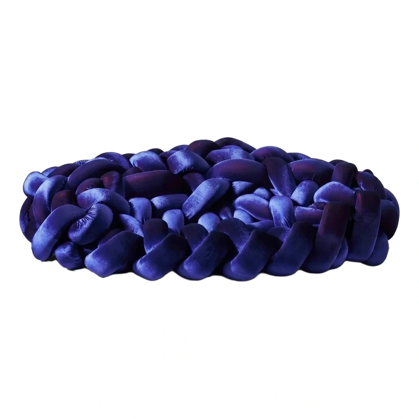 Blue Velvet Knotted Round Ottoman