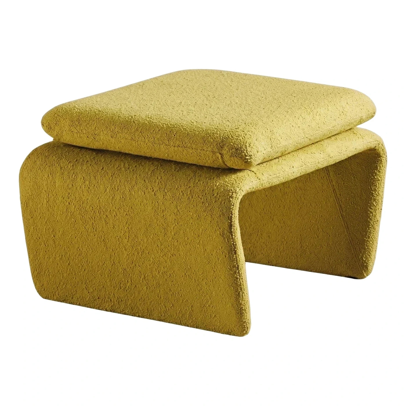 Modern Boucle Ottoman with Separate Cushion