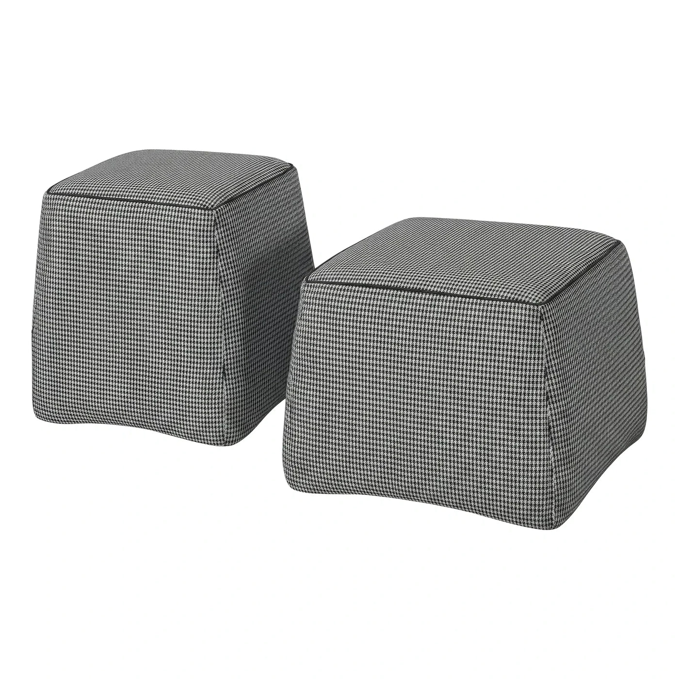 Houndstooth Fabric Cube Ottoman Set of Two