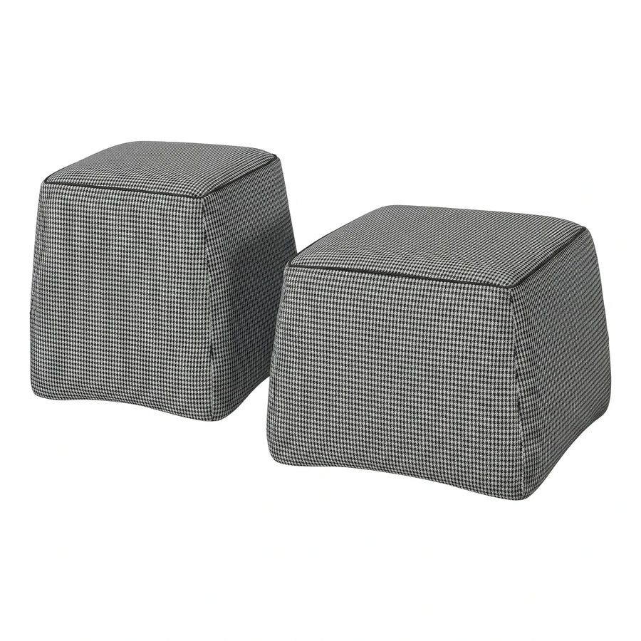 Houndstooth Fabric Cube Ottoman Set of Two