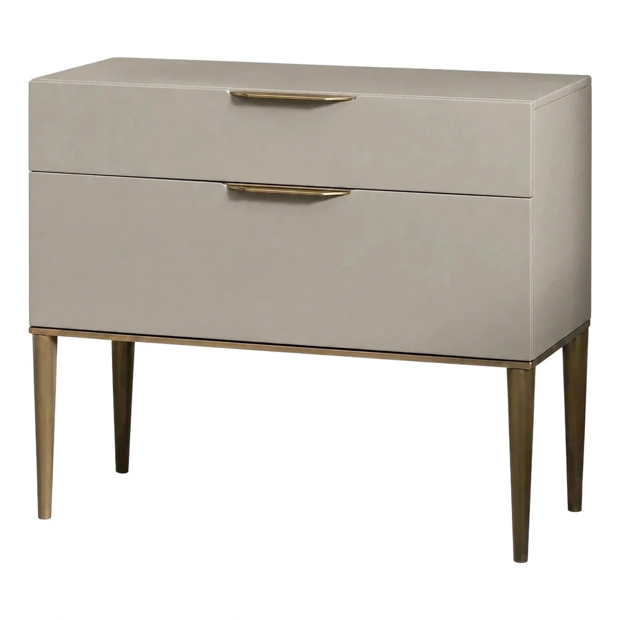 Modern Beige Two-Drawer Sideboard with Gold Legs