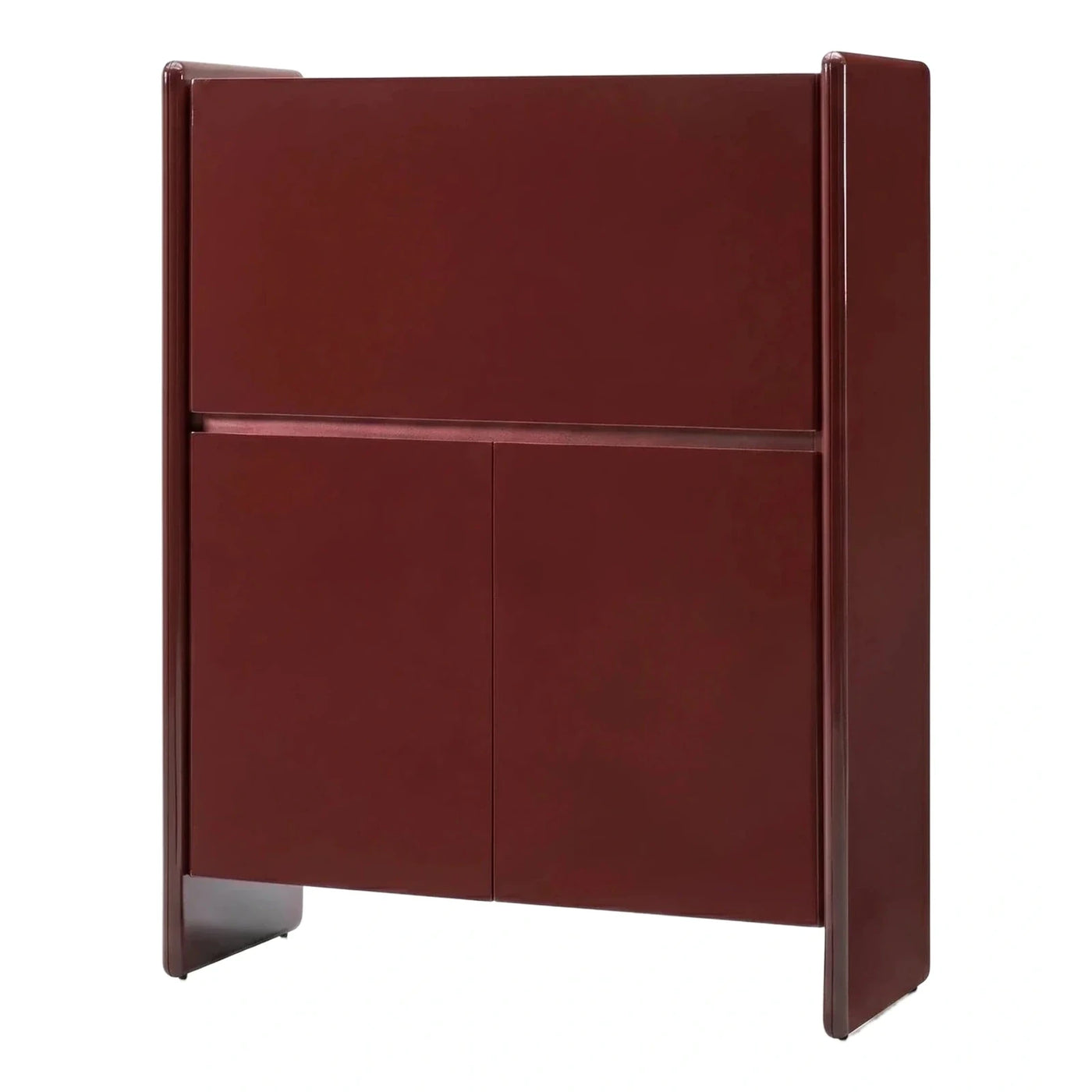 Modern Deep Red Lacquered Storage Cabinet Sideboard