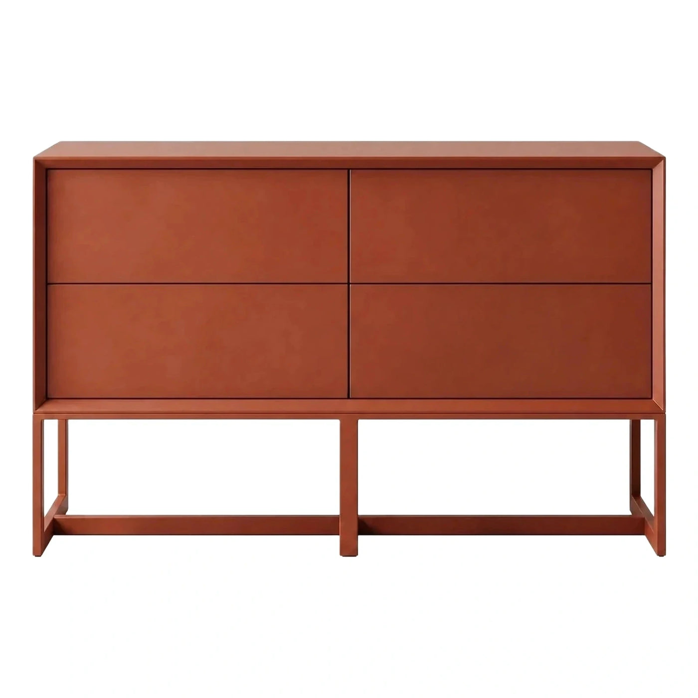 Modern Terracotta Metal Sideboard With Four Drawers