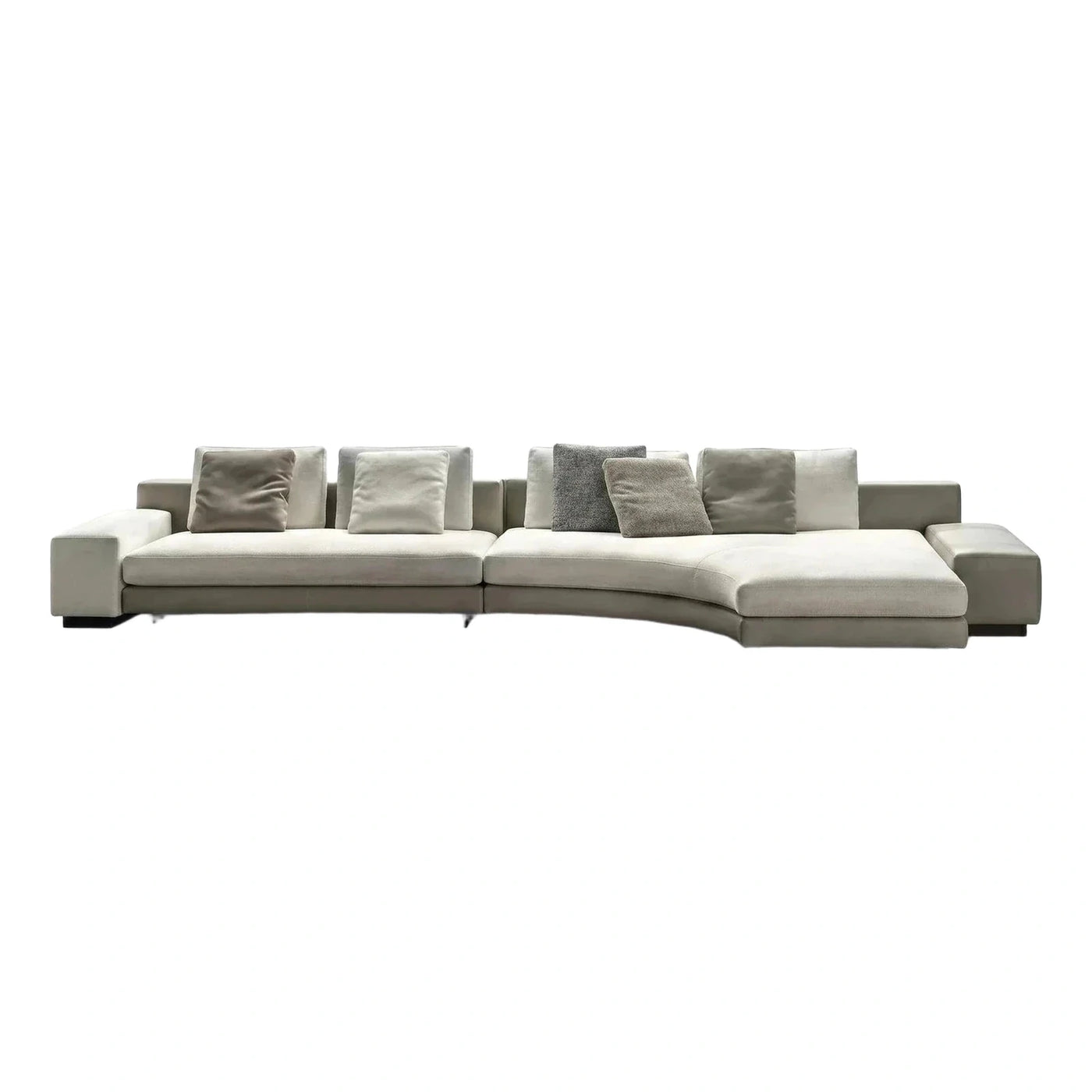 Modern Beige Curved Sectional Sofa with Chaise