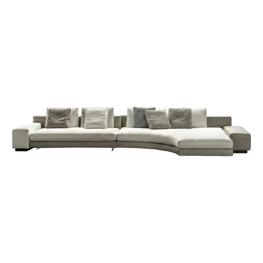 Modern Beige Curved Sectional Sofa with Chaise