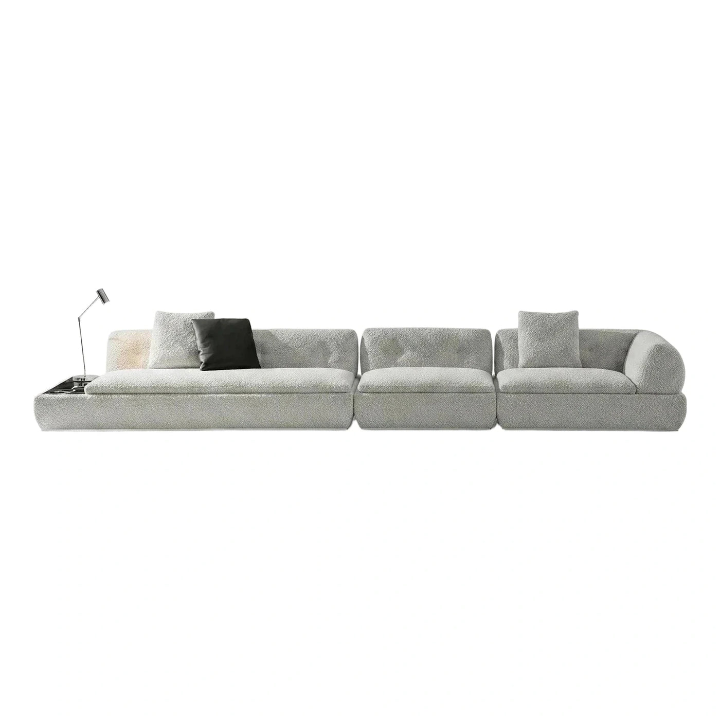 Light Grey Modular Boucle Sectional Sofa