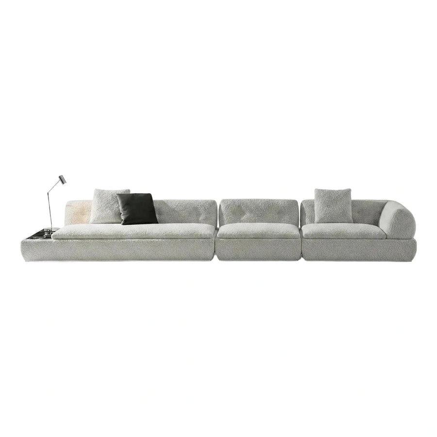 Light Grey Modular Boucle Sectional Sofa