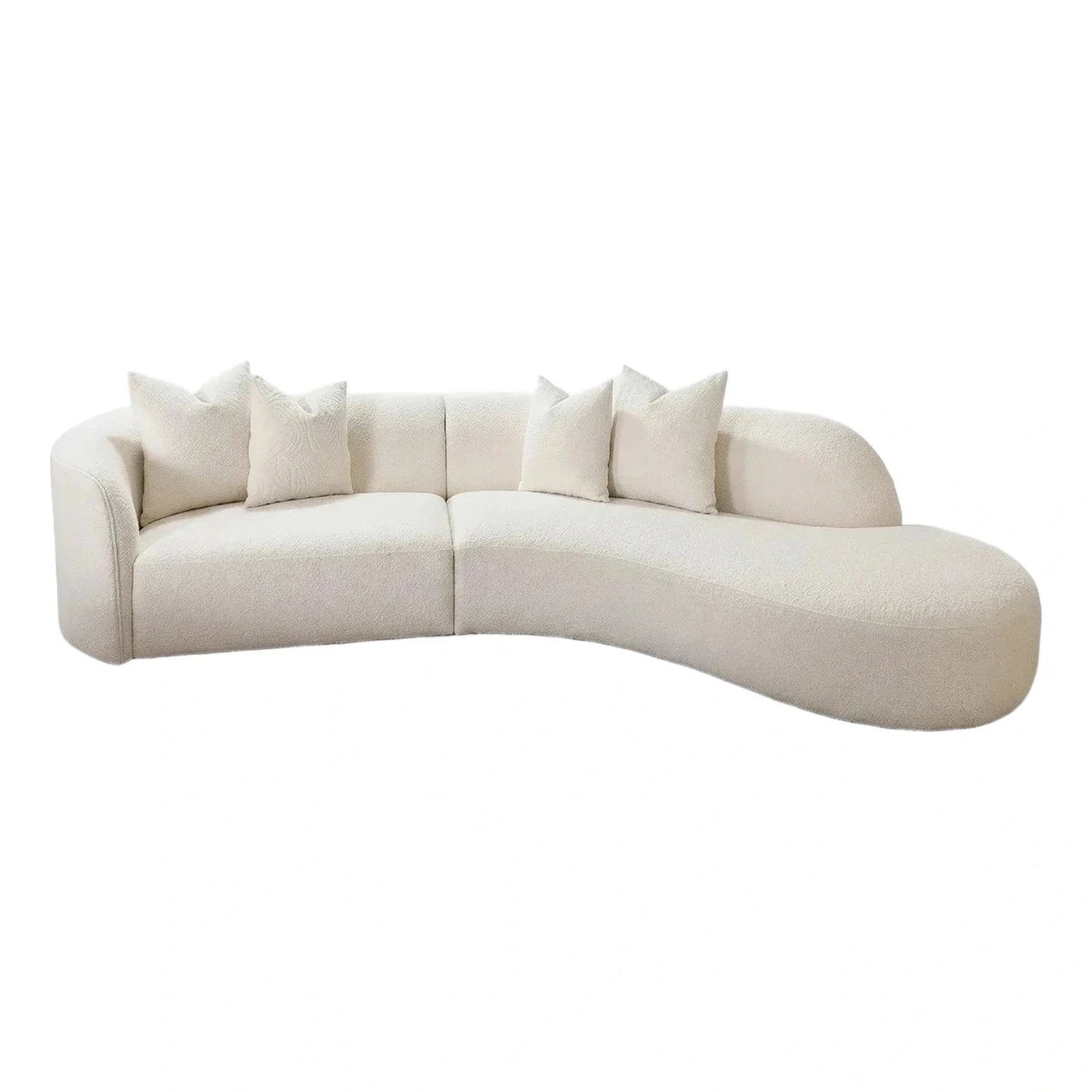 Modern Cream Boucle Curved Sectional Sofa