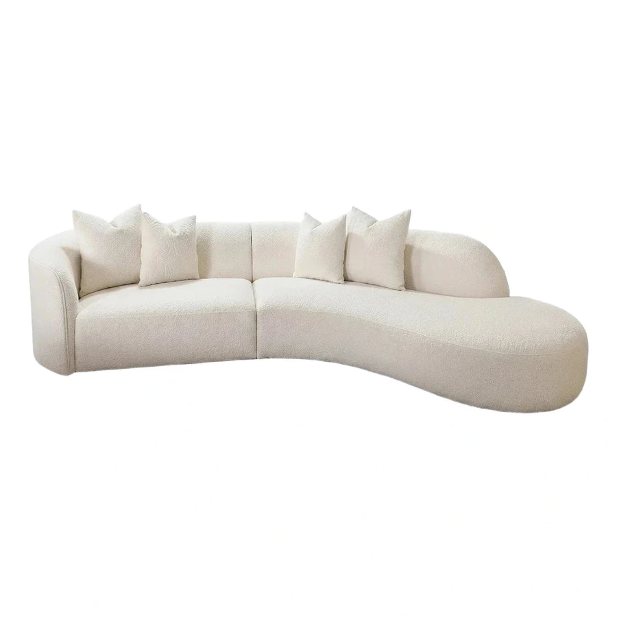Modern Cream Boucle Curved Sectional Sofa