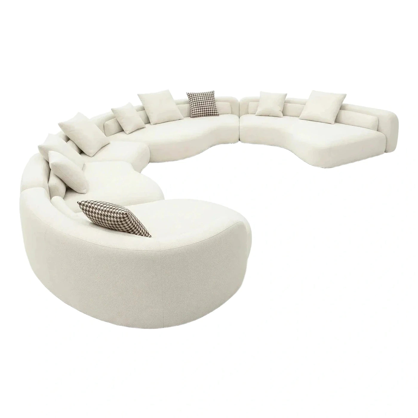 Modern Cream Curved Modular Sectional Sofa
