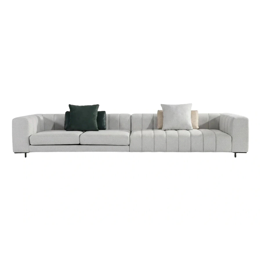 Modern Light Grey Modular Sofa with Channel Tufting