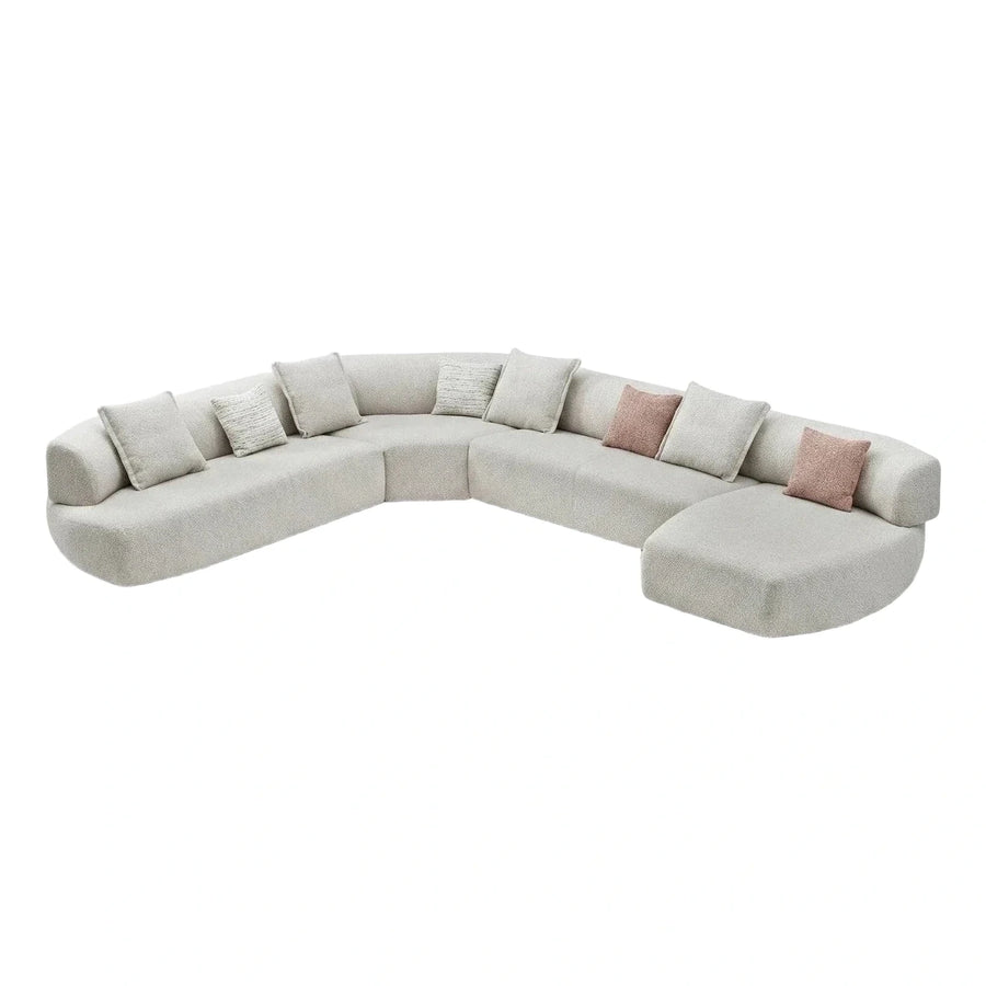 Large Curved Cream Boucle Modular Sectional Sofa