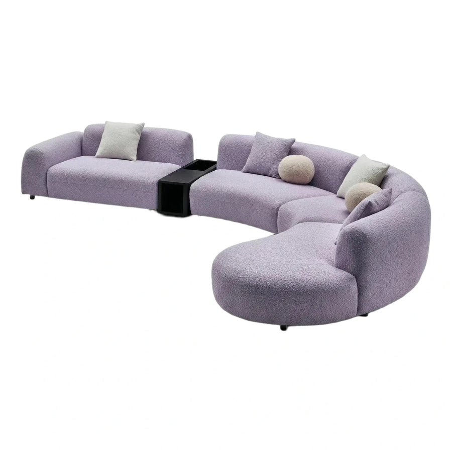 Lavender Modular Curved Boucle Sectional Sofa