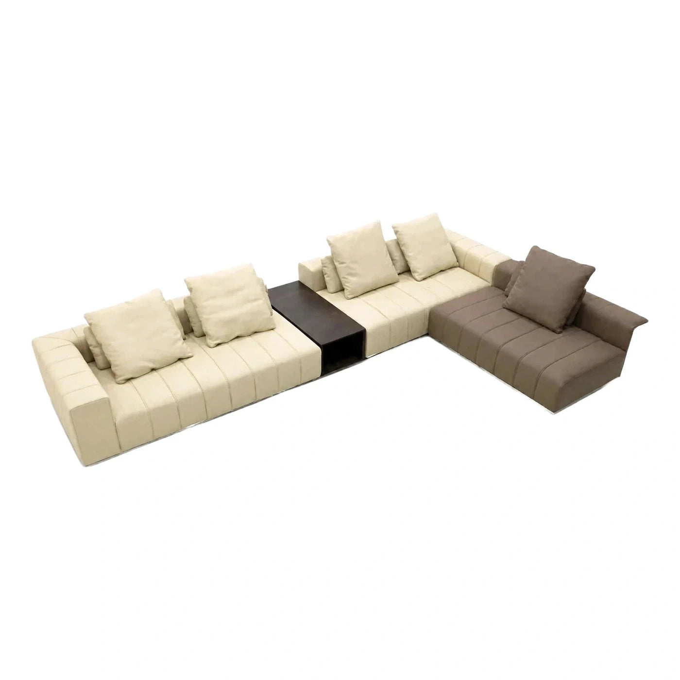 Modern Cream and Brown Modular Sectional Sofa
