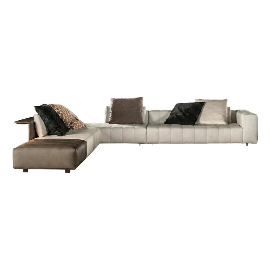 Modern L-Shaped Two-Tone Leather Sectional Sofa