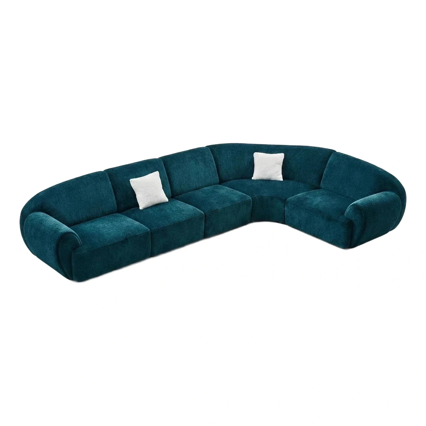 Curved Teal Velvet Sectional Sofa