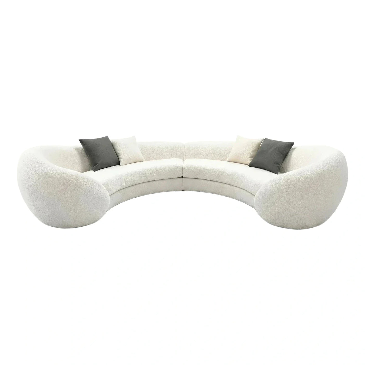 Modern Cream Curved Boucle Sectional Sofa