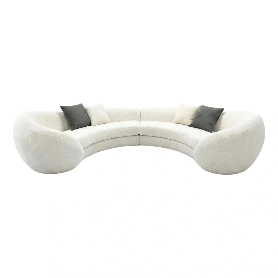 Modern Cream Curved Boucle Sectional Sofa