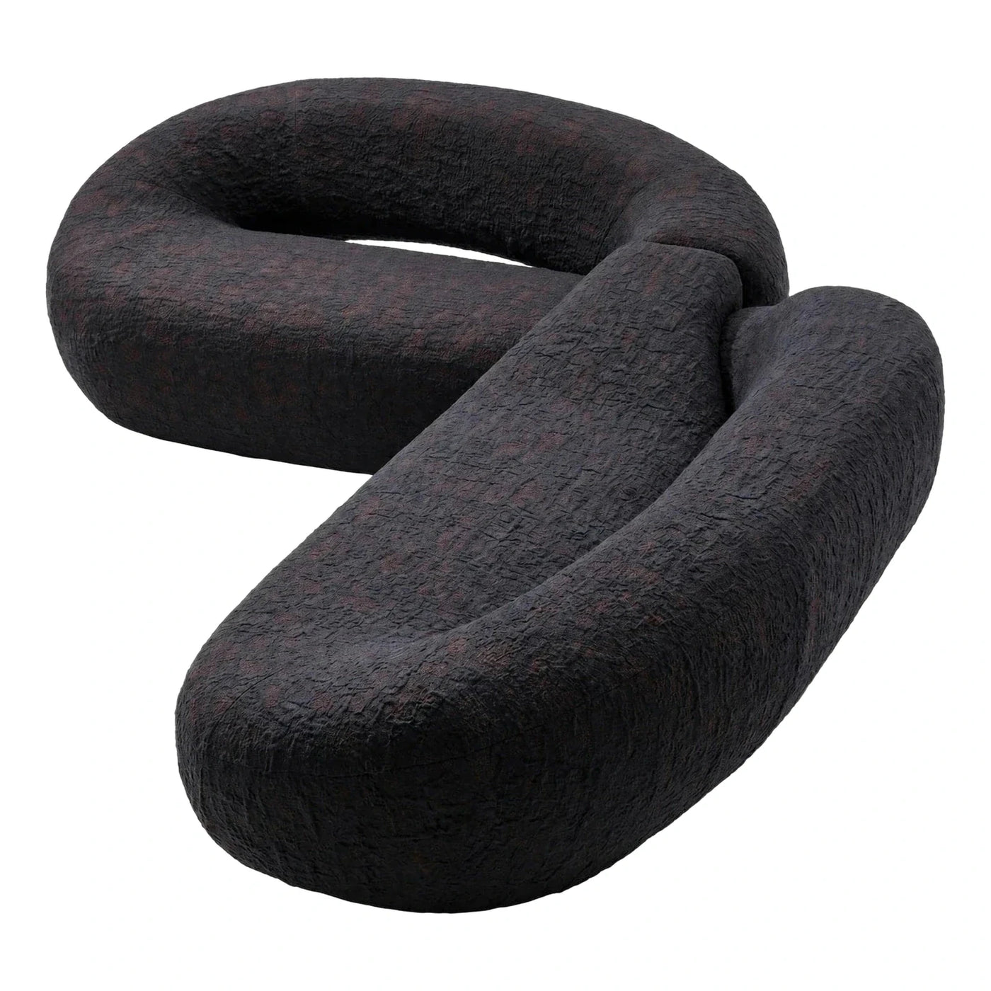 Modern Dark Textured Serpentine Sectional Sofa