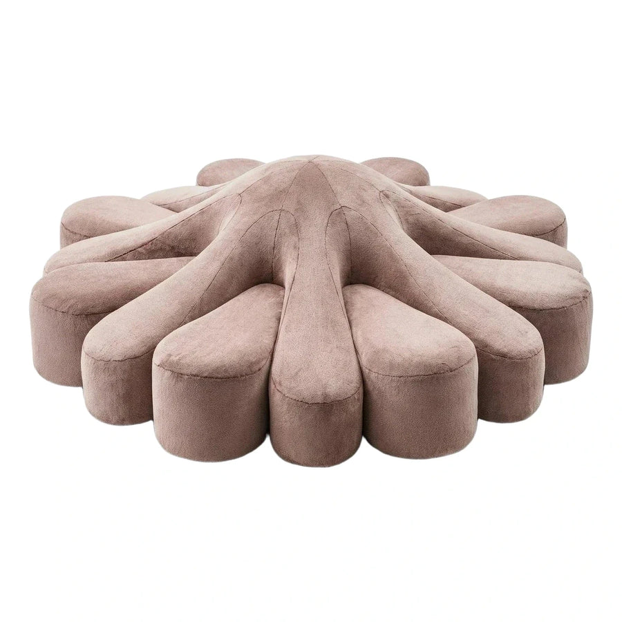 Modern Flower Shaped Velvet Sectional Sofa Beige