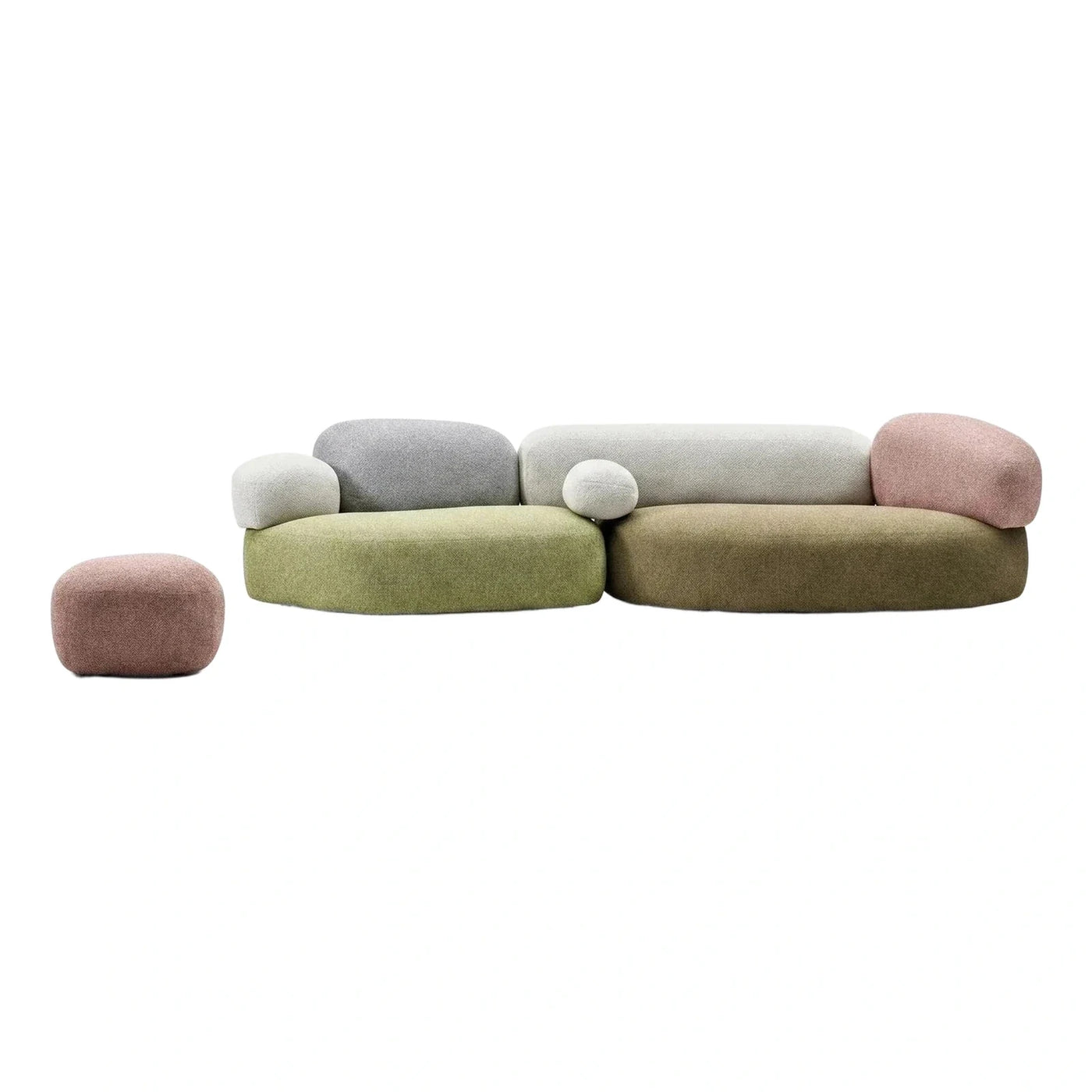 Modern Multi-Color Modular Curved Sofa with Ottoman