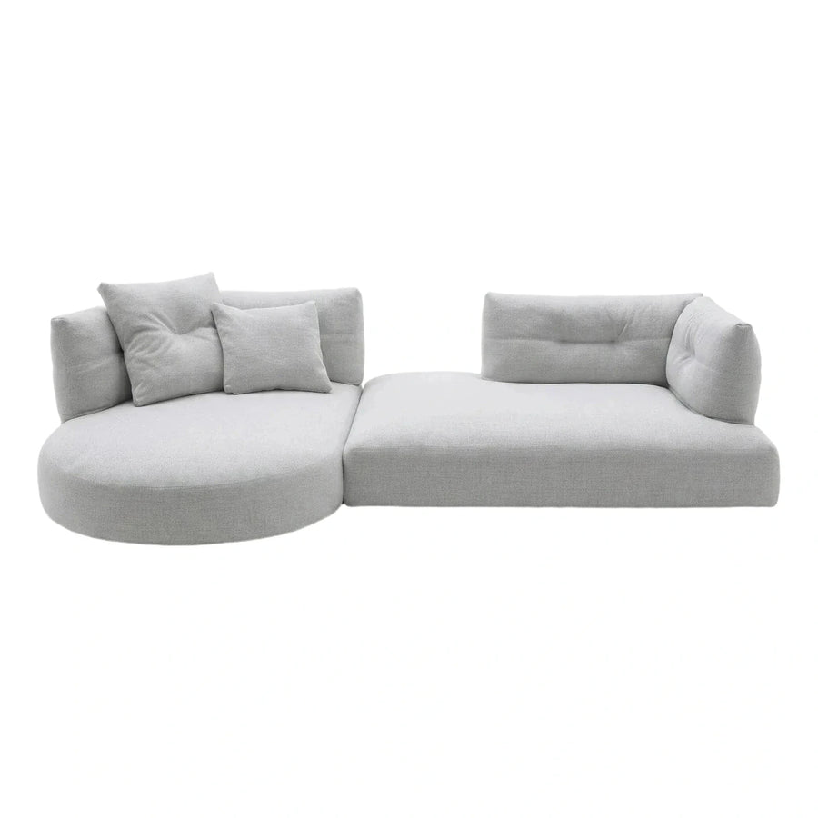 Modern Light Grey Curved Fabric Sectional Sofa