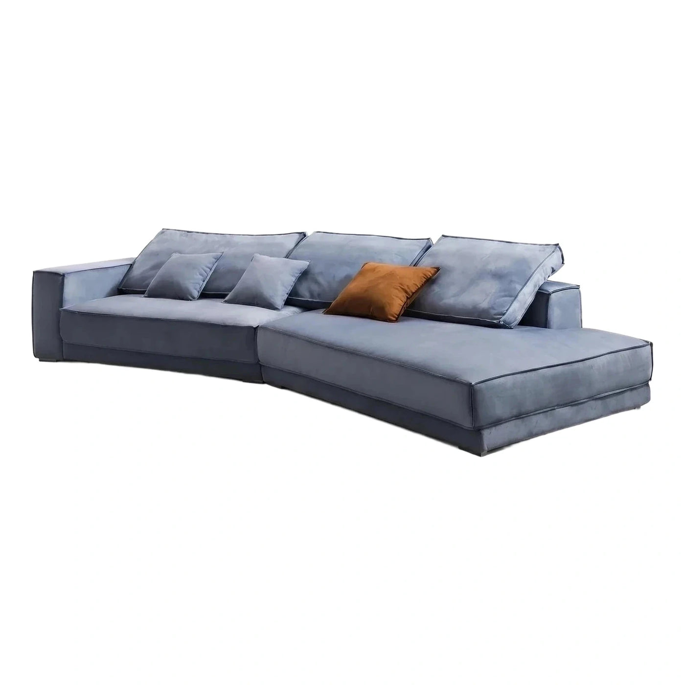 Modern Blue Velvet L-Shaped Sectional Sofa