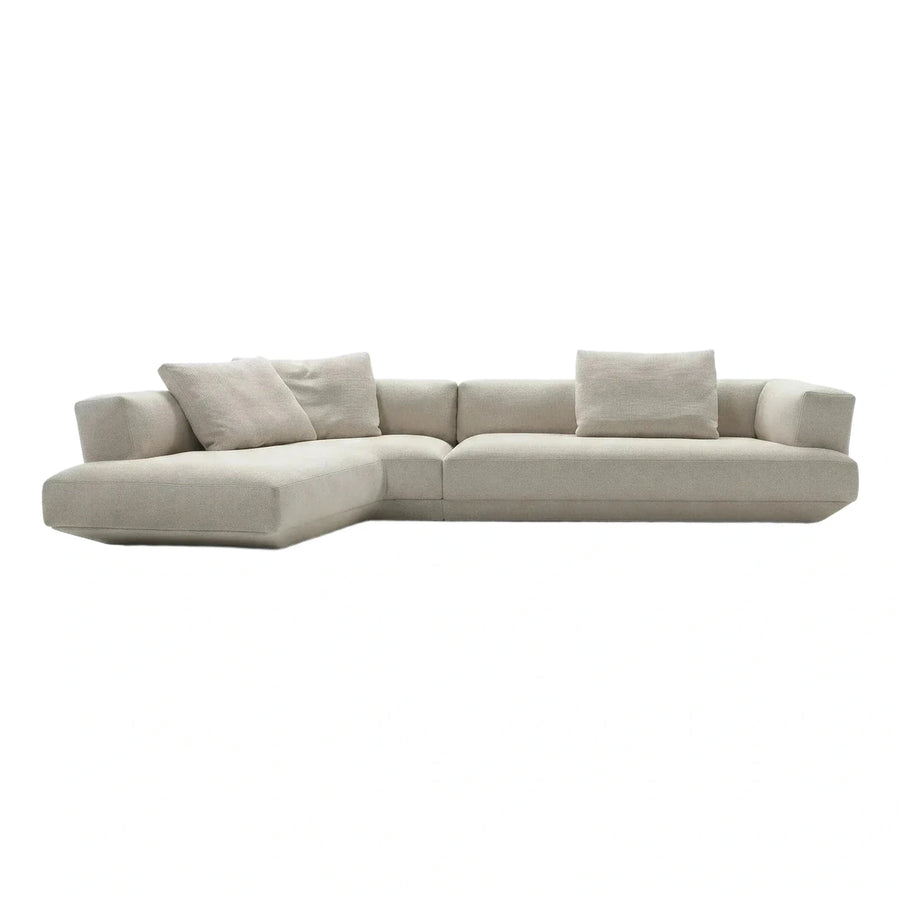 Modern Cream Fabric L-Shaped Sectional Sofa