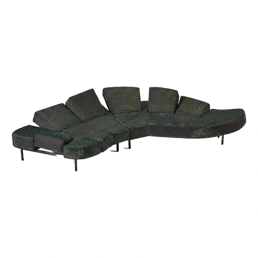 Modern Black Curved Modular Sectional Sofa