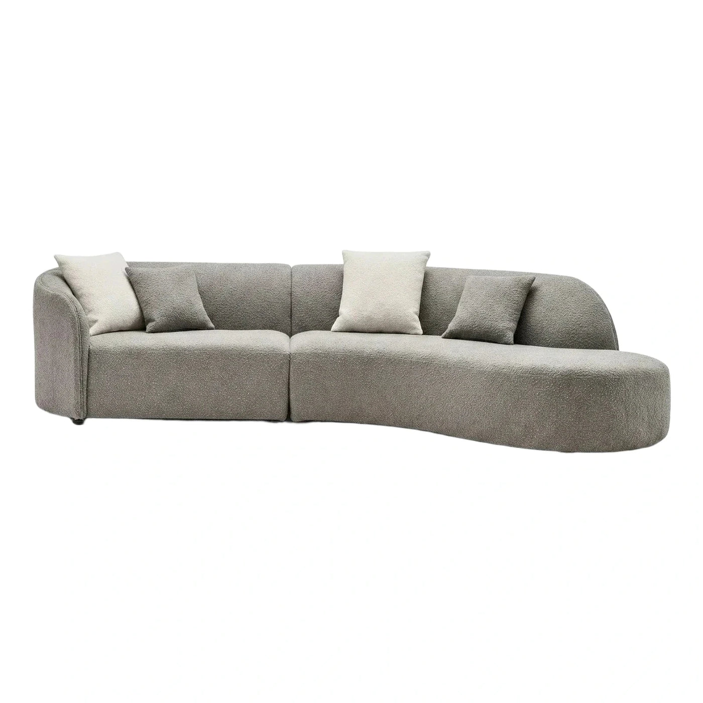 Modern Grey Curved Boucle Sectional Sofa