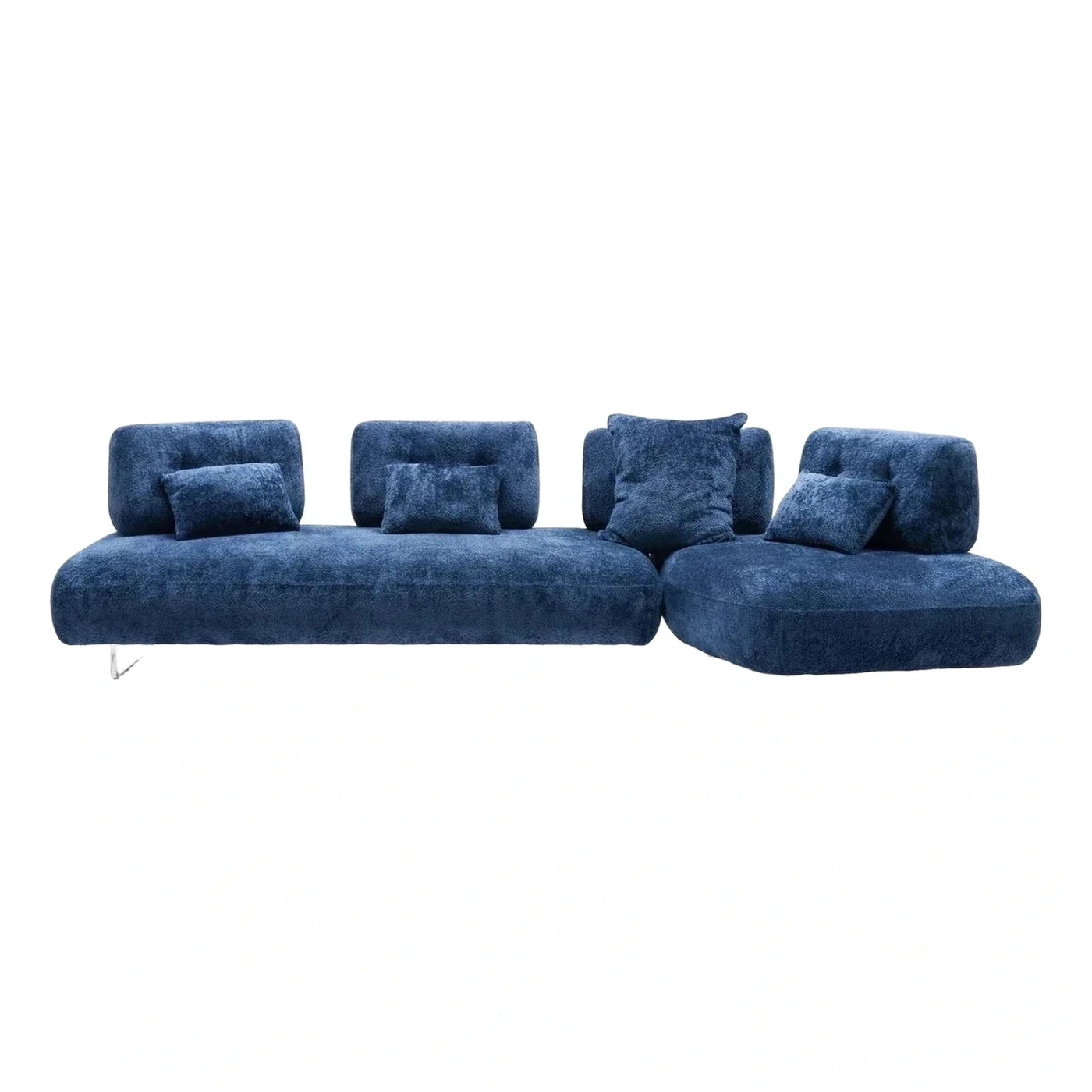 Deep Blue Modular Sectional Sofa with Chrome Legs