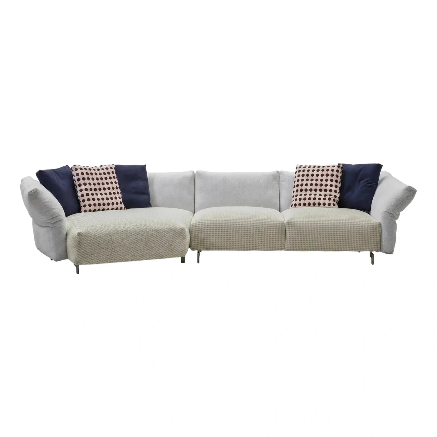 Modern Cream Textured Sectional Sofa with Chaise