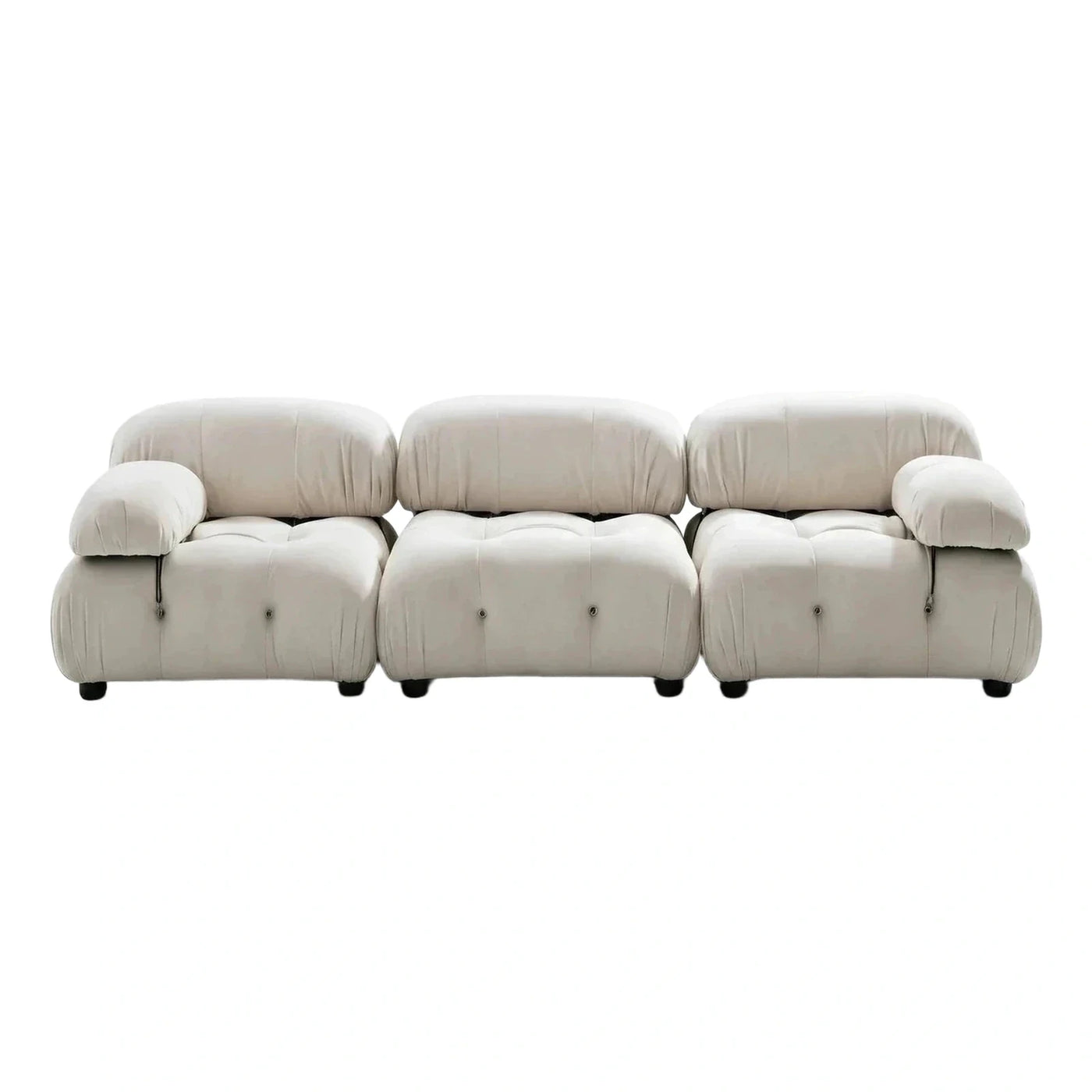 Modern Cream Leather Modular Sectional Sofa