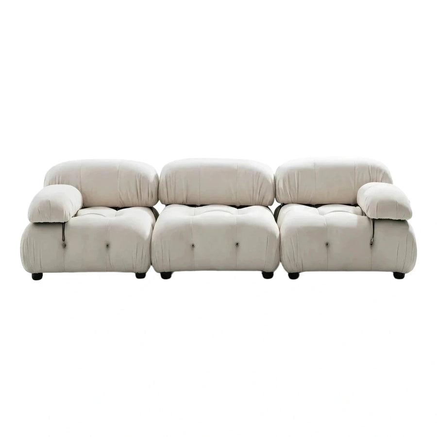 Modern Cream Leather Modular Sectional Sofa