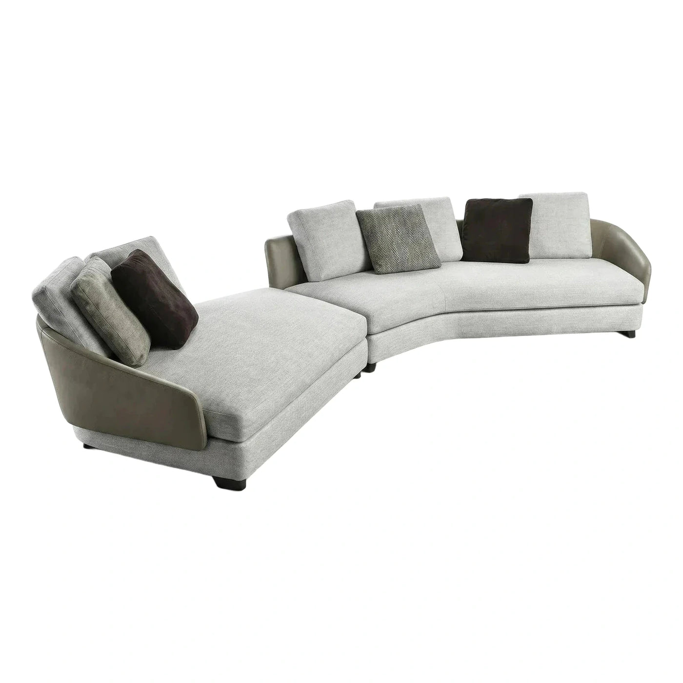 Modern Curved Grey Fabric Sectional Sofa with Chaise