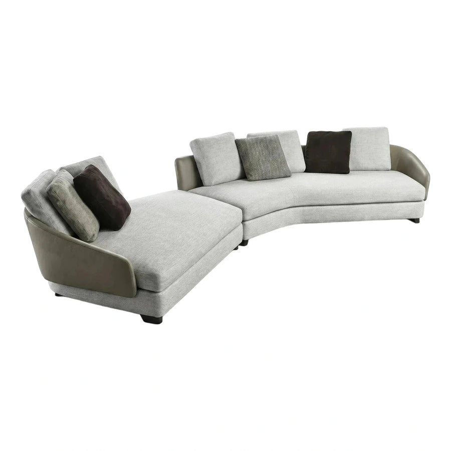 Modern Curved Grey Fabric Sectional Sofa with Chaise