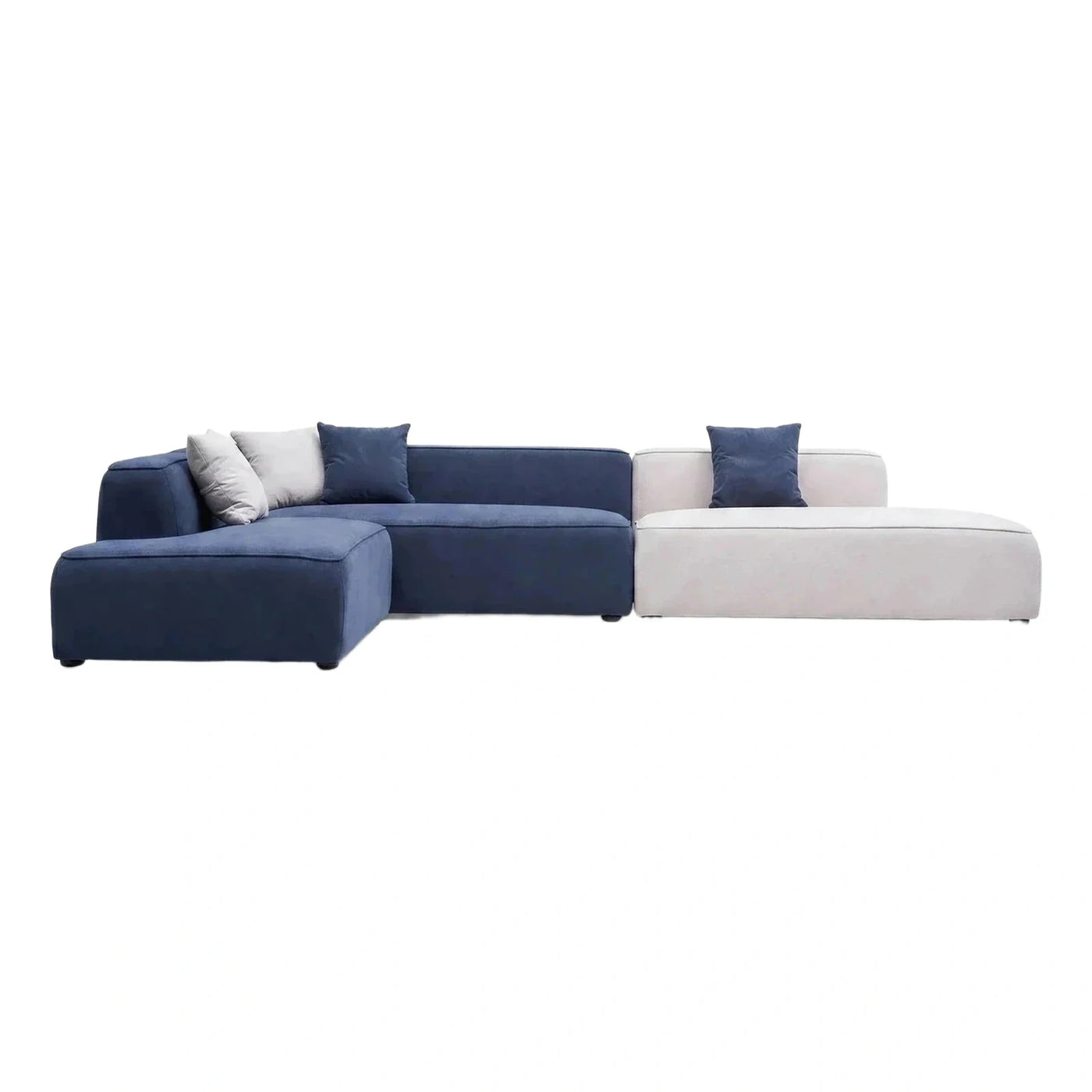 Navy and Beige Modular Sectional Sofa with Chaise