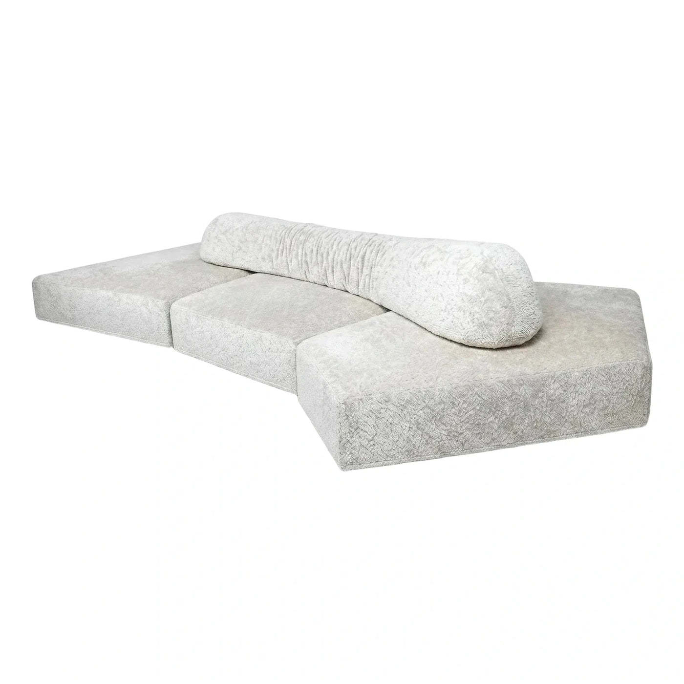 Cream Textured Modular Floor Sofa with Bolster