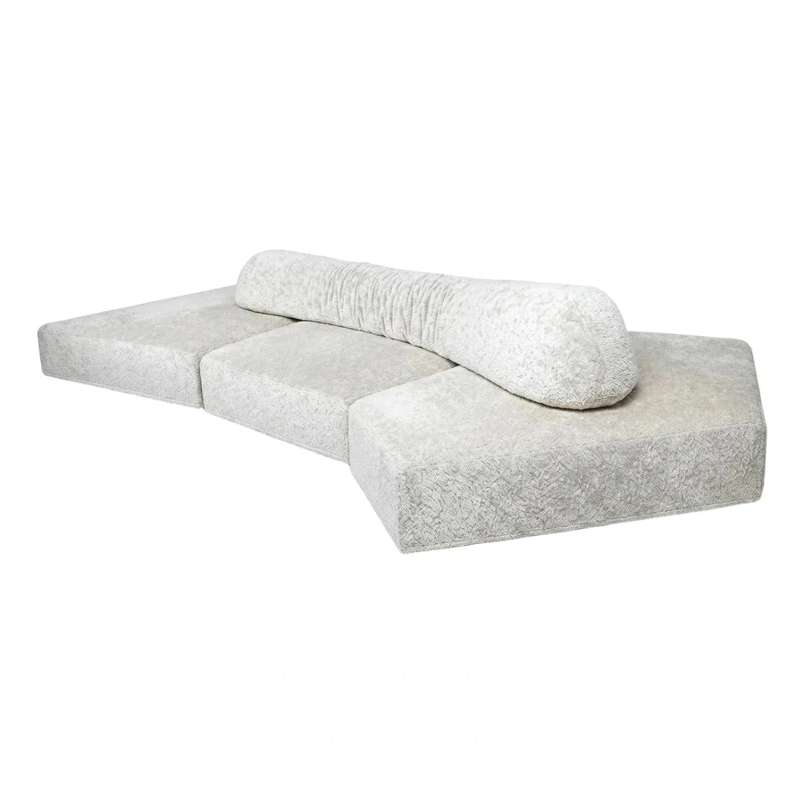 Cream Textured Modular Floor Sofa with Bolster