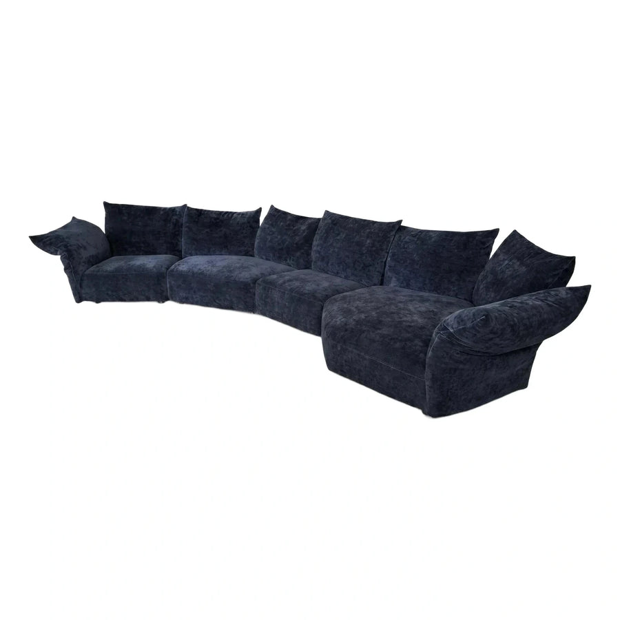 Navy Blue Velvet Modular Sectional Sofa