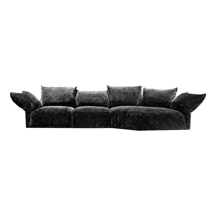 Modern Dark Grey Velvet Modular Sectional Sofa
