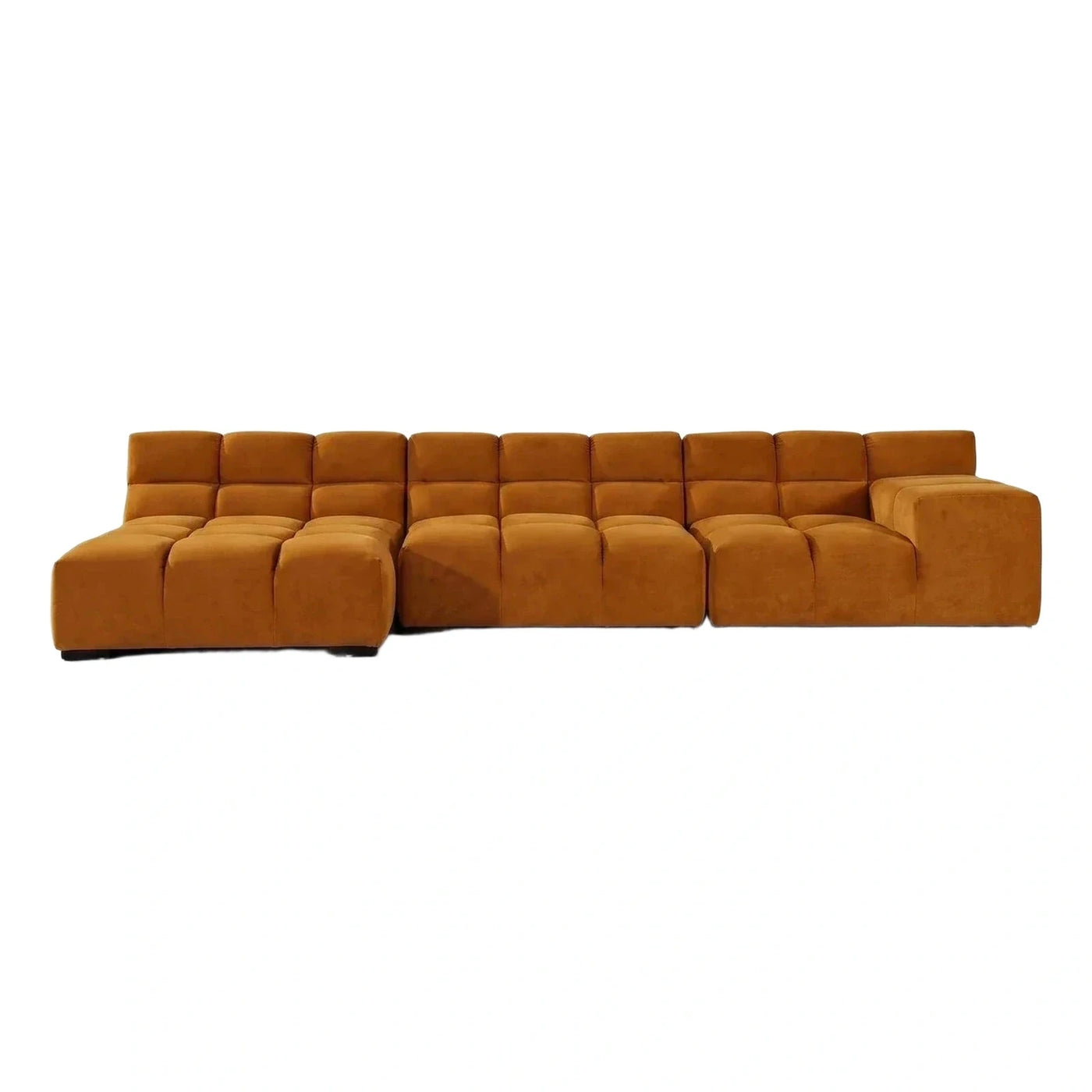 Modular Amber Velvet Sectional Sofa with Chaise